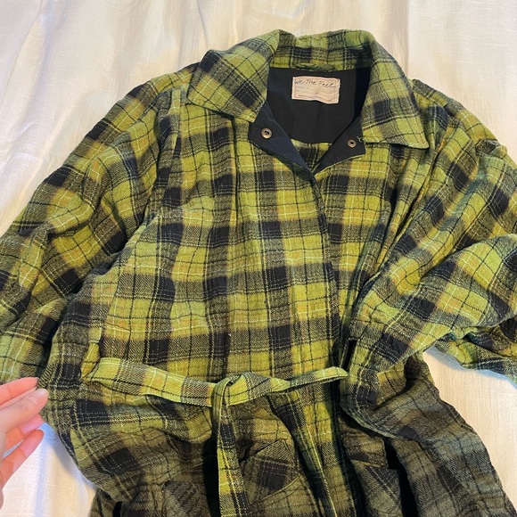 Free People Green Ombré Flannel, Shirt, Dress - Picture 4 of 4